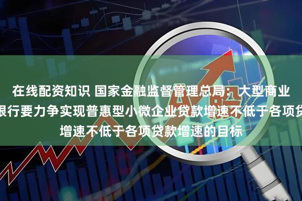 在线配资知识 国家金融监督管理总局：大型商业银行、股份制银行要力争实现普惠型小微企业贷款增速不低于各项贷款增速的目标